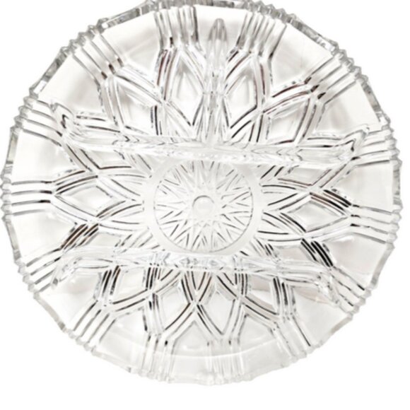 Antique American Brilliant Cut Glass 4 Section Divided Mid Cntry Modern Platter - Picture 4 of 10